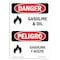 Signmission Safety Sign, OSHA Danger, 7" Height, Gasoline And Oil Bilingual Spanish OS-DS-D-57-VS-1275 - alternate 1